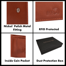 Load image into Gallery viewer, Sassora Genuine Leather Brown RFID Button Closure Men's Large Notecase
