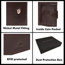 Load image into Gallery viewer, Sassora Genuine Leather Dark Brown RFID Enabled Large Notecase