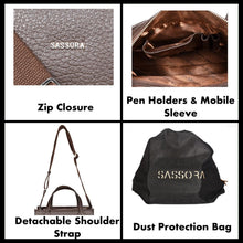 Load image into Gallery viewer, Sassora Genuine Leather Brown Women Medium Satchel Bag