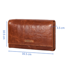 Load image into Gallery viewer, Sassora Genuine Leather Medium Brown RFID Protected Women Purse