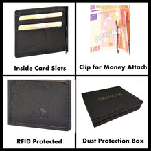 Load image into Gallery viewer, Sassora Genuine Leather Unisex Black Small Bi-Fold Money Clip
