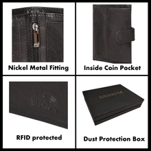 Load image into Gallery viewer, Sassora Genuine Leather Black RFID Large Notecase with 12 Card Slots