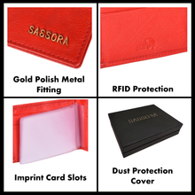 Load image into Gallery viewer, Sassora Genuine Leather Unisex Red RFID Business Card Holder