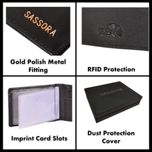 Load image into Gallery viewer, Sassora Genuine Leather Unisex Black RFID Business Card Holder