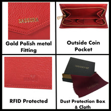 Load image into Gallery viewer, Sassora Premium Leather RFID Snap Closure Ladies Red Wallet