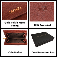 Load image into Gallery viewer, Sassora Genuine Leather Medium Brown RFID Women Wallet