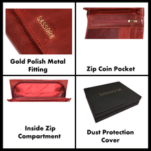 Load image into Gallery viewer, Sassora Women Casual, Ethnic, Travel, Trendy Red Genuine Leather RFID Wallet