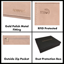 Load image into Gallery viewer, Sassora Genuine Leather Medium Beige RFID Ladies Purse