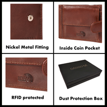 Load image into Gallery viewer, Sassora Genuine Leather Medium Dark Brown RFID Protected Men Wallet