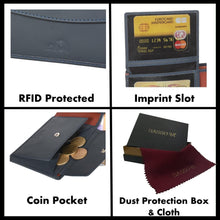 Load image into Gallery viewer, Sassora Genuine Leather Blue Large Men's RFID Wallet