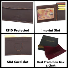 Load image into Gallery viewer, Sassora Genuine Leather Brown Large RFID Wallet For Boys