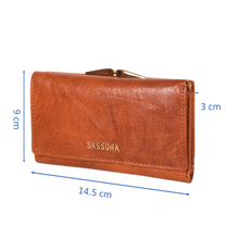 Load image into Gallery viewer, Sassora Genuine Leather Medium Brown RFID Protected Women Wallet
