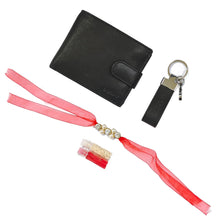 Load image into Gallery viewer, Sassora Black Genuine Leather Men's Wallet, Keychain and Rakhi Combo Set(SSRA1 Gift-for Him)