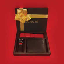 Load image into Gallery viewer, Sassora Genuine Premium Leather Men's Wallet, Keychain and Pencase Valentine's Combo Set (for him)