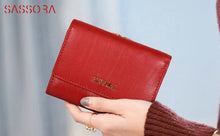 Load image into Gallery viewer, Sassora Genuine Leather Medium Size Red RFID Protected Women Wallet
