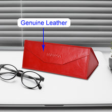 Load image into Gallery viewer, Sassora Genuine Premium Leather Unisex Foldable Red Spectacle Case