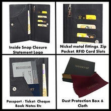 Load image into Gallery viewer, Sassora Premium Leather Bi-Fold Large RFID Black Travel Organizer