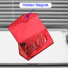Load image into Gallery viewer, Sassora Genuine Premium Leather Unisex Foldable Red Spectacle Case