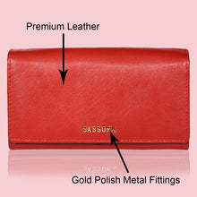 Load image into Gallery viewer, Sassora Genuine Premium Leather Medium Red RFID Purse For Women