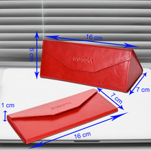 Load image into Gallery viewer, Sassora Genuine Premium Leather Unisex Foldable Red Spectacle Case