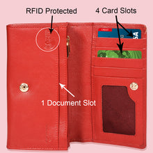 Load image into Gallery viewer, Sassora Genuine Premium Leather Medium Red RFID Purse For Women