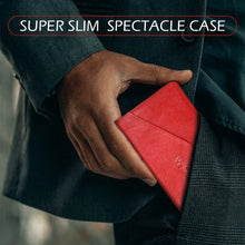 Load image into Gallery viewer, Sassora Genuine Premium Leather Unisex Foldable Red Spectacle Case