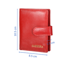 Load image into Gallery viewer, Sassora Genuine Leather Medium Size Red Unisex Business Card Holder