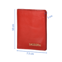 Load image into Gallery viewer, Sassora Genuine Leather Small Red Women RFID Protected Card Holder