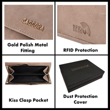 Load image into Gallery viewer, Sassora Genuine Leather Medium Size Beige RFID Protected Women Wallet (12 Card Slots)