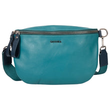 Load image into Gallery viewer, Sassora Genuine Leather Medium Blue Unisex Belt Bag Waist Pouch