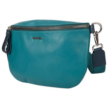 Load image into Gallery viewer, Sassora Genuine Leather Medium Blue Unisex Belt Bag Waist Pouch