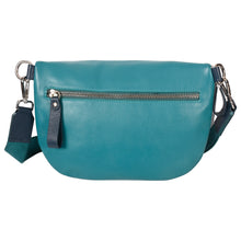 Load image into Gallery viewer, Sassora Genuine Leather Medium Blue Unisex Belt Bag Waist Pouch