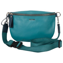Load image into Gallery viewer, Sassora Genuine Leather Medium Blue Unisex Belt Bag Waist Pouch