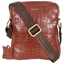 Load image into Gallery viewer, Sassora Genuine Leather Unisex Small Sling Crossbody Bag