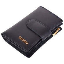 Load image into Gallery viewer, Sassora Genuine Leather Medium Size Dark Blue RFID Women Wallet