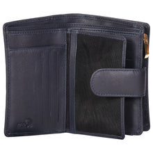 Load image into Gallery viewer, Sassora Genuine Leather Medium Size Dark Blue RFID Women Wallet