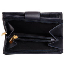 Load image into Gallery viewer, Sassora Genuine Leather Medium Size Dark Blue RFID Women Wallet