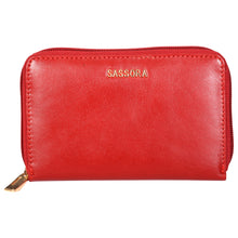 Load image into Gallery viewer, Sassora Genuine Leather Medium Size Red RFID Protected Women Wallet