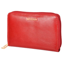 Load image into Gallery viewer, Sassora Genuine Leather Medium Size Red RFID Protected Women Wallet