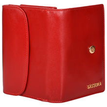 Load image into Gallery viewer, Sassora Genuine Leather Red Medium RFID Protected Women&#39;s Wallet
