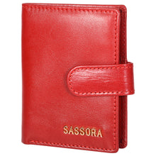 Load image into Gallery viewer, Sassora Genuine Leather Medium Size Red Unisex Business Card Holder
