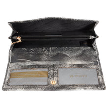 Load image into Gallery viewer, Sassora Genuine Premium Leather Washed Black White Women RFID Purse