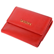 Load image into Gallery viewer, Sassora Genuine Premium Leather Medium Size Red RFID Girls Wallet
