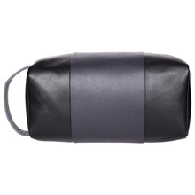 Load image into Gallery viewer, Sassora Genuine Leather Unisex Black Navy Grey Medium Size Travel Pouch
