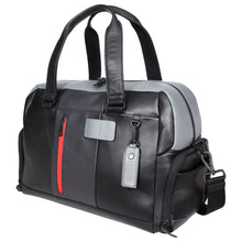 Load image into Gallery viewer, Sassora Genuine Premium Leather Black Grey Navy Large Travel Duffle Bag