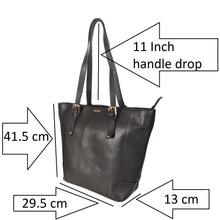 Load image into Gallery viewer, Sassora Genuine Leather Women's Large Black Tote Bag