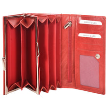 Load image into Gallery viewer, Sassora Genuine Leather Women Red RFID Protected Purse (4 Card Holders) Sassora By Leatherman Fashion
