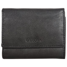 Load image into Gallery viewer, Sassora Genuine Leather Small Black RFID Protected Wallet for Women
