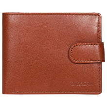 Load image into Gallery viewer, Sassora Genuine Leather Medium Brown RFID Button Closure Men&#39;s Wallet

