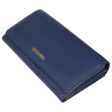 Load image into Gallery viewer, Sassora Genuine Leather Medium Blue RFID Women Travel Wallet